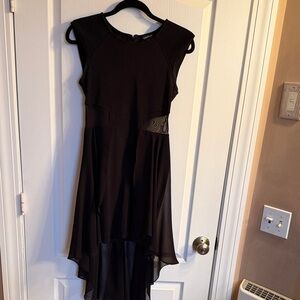 bebe Black Sleeveless High-Low Dress with Sheer Side Panels